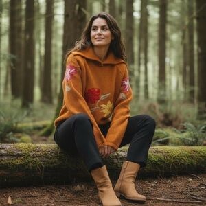 MaxMara Beautifully Woven Sweater Embossed with Flora & Leaves.Exquisite! size M